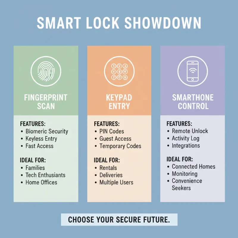 A comparison chart illustrating different types of smart locks and their features for informed decision-making