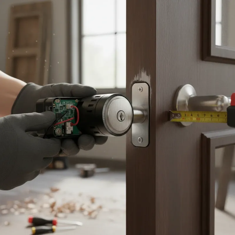 Checking door alignment and deadbolt position for a smart lock to ensure smooth locking