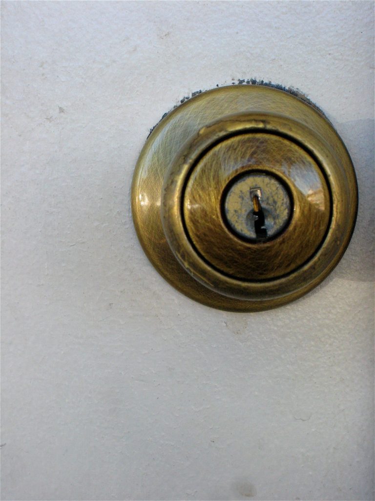 Smart deadbolt lock on a door