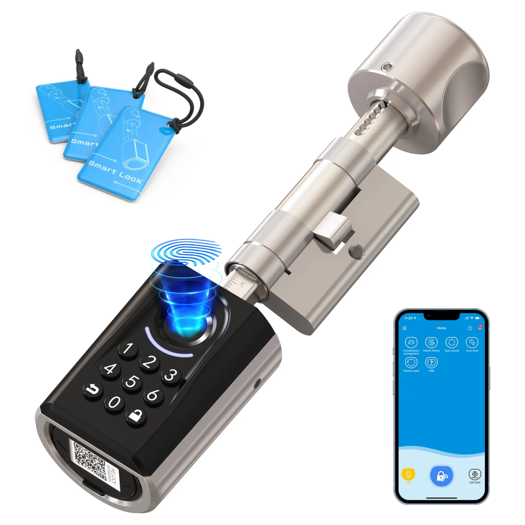 Retrofit smart lock on a door