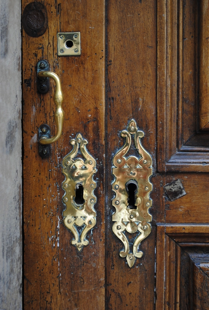 Smart padlock on a door